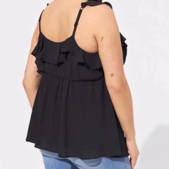Criss Cross Ruffle Peplum Tank Top - Picture 2 of 4